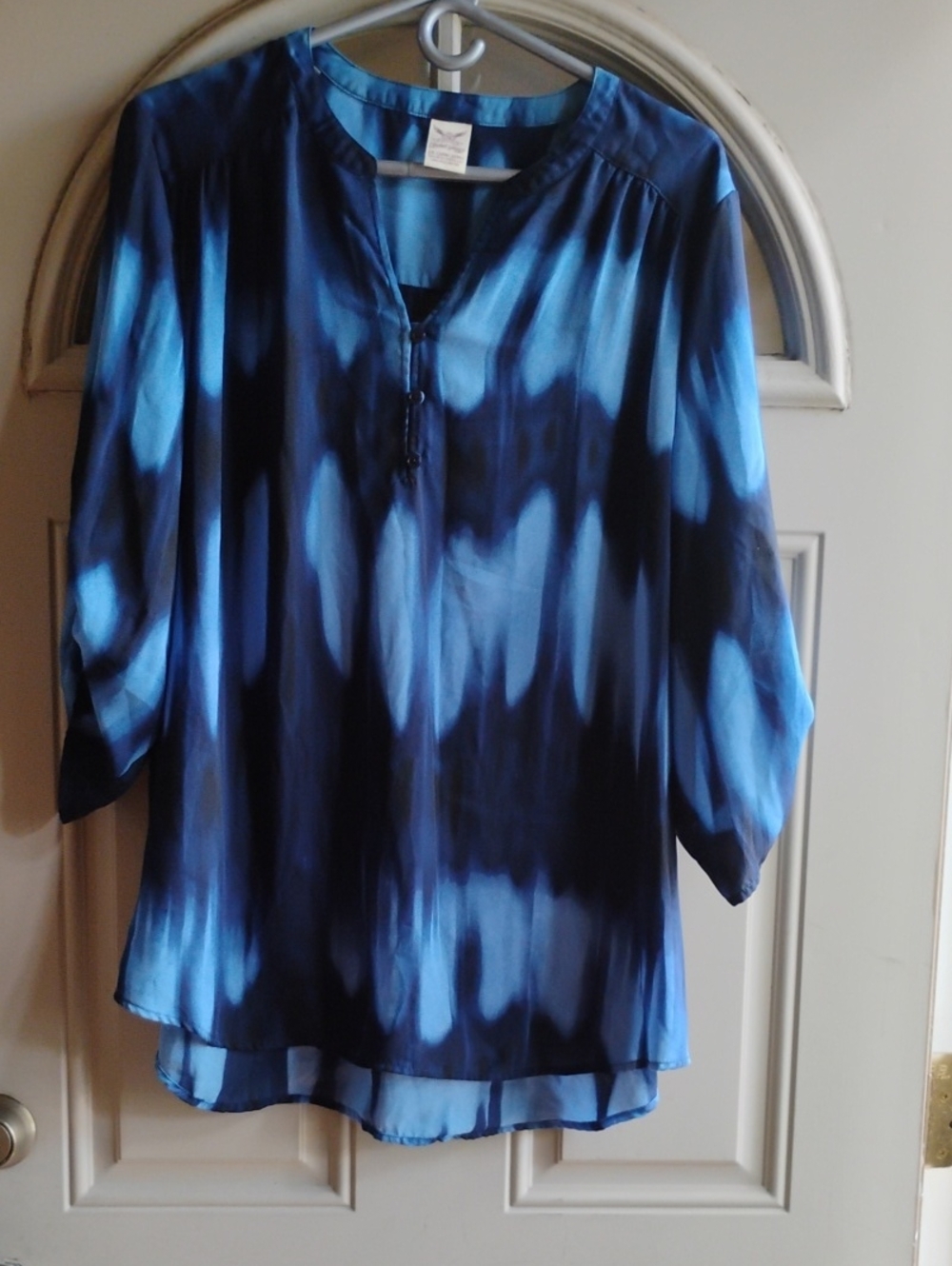 Faded Glory Blue Tie-Dye Tunic Top